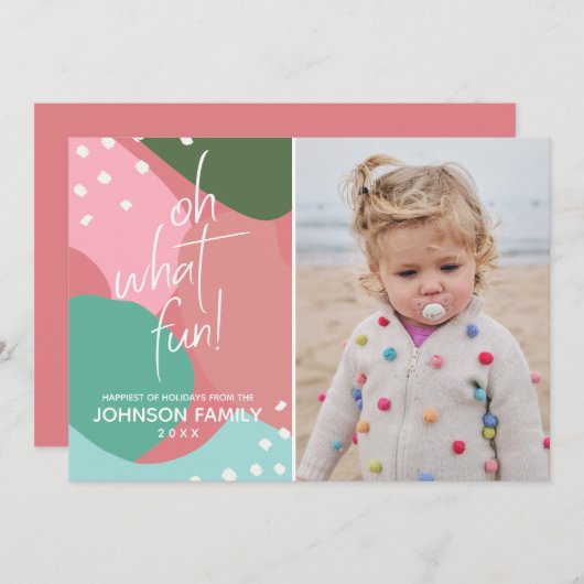 Oh, was Spaß farbenfrohe Mod Abstrakte Weihnachtsk Einladung (Vorne/Hinten)