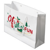 Oh, was Spaß - fröhliche Weihnachtsgeschenke Große Geschenktüte (Vorderseite Schrägansicht)