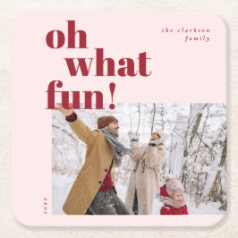 Oh, was Spaß glücklichen Urlaub Candy Cane Foto Rechteckiger Pappuntersetzer