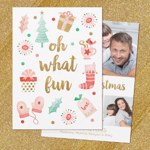 Oh, was Spaß Gold Script Weihnachtsfotokarte