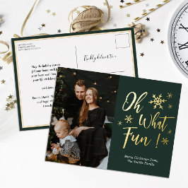 Oh, was Spaß Green Gold Calligraphy Snowflake Foto Folien Feiertagspostkarte