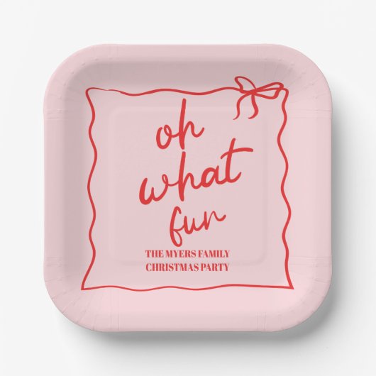 Oh, was Spaß Hand gezeichnet Weihnachten Party Pappteller (Vorderseite)