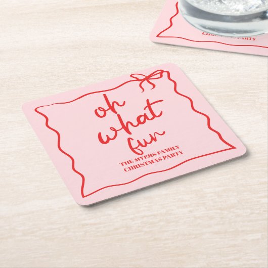 Oh, was Spaß Hand gezeichnet Weihnachten Party Rechteckiger Pappuntersetzer (angewinkelt)