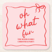 Oh, was Spaß Hand gezeichnet Weihnachten Party Rechteckiger Pappuntersetzer (Vorderseite)