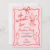 Oh, was Spaß Handgezeichnetes Weihnachts-Party Ros Einladung (Vorderseite)