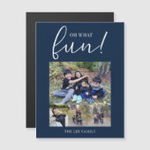 Oh, was Spaß Holiday Foto Modernes Blue Weihnachte Magnetkarte (Vorne/Hinten)