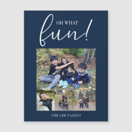 Oh, was Spaß Holiday Foto Modernes Blue Weihnachte Magnetkarte