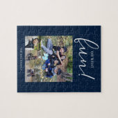 Oh, was Spaß Holiday Foto Modernes Blue Weihnachte Puzzle (Horizontal)