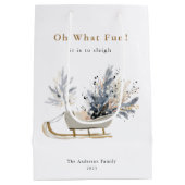 Oh, was Spaß Moderner Winter Schlitten Blumenweihn Mittlere Geschenktüte (Rückseite)