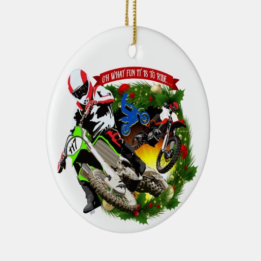 Oh, was Spaß Motocross Weihnachten Keramik Ornament (Rechts)