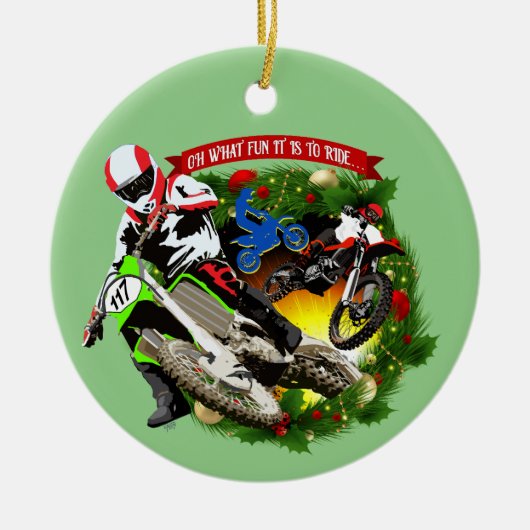 Oh, was Spaß Motocross Weihnachten Keramik Ornament (Vorne)