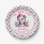 Oh, was Spaß Niedliche Pinguin Winter Girl 1. Gebu Pappteller (Vorderseite)
