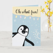 Oh, was Spaß | Pinguin | Weihnachten | Foto Karte (Gelbe Blume)