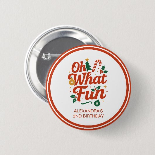 Oh, was Spaß Retro Weihnachten Geburtstag Button (Vorne & Hinten)