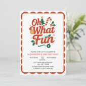 Oh, was Spaß Retro Weihnachten Geburtstag Einladung (Stehend Vorderseite)