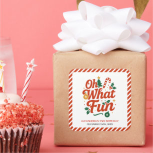 Oh, was Spaß Retro Weihnachten Geburtstag Quadratischer Aufkleber