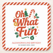Oh, was Spaß Retro Weihnachten Geburtstag Rechteckiger Pappuntersetzer (Vorderseite)