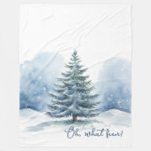 Oh, was Spaß Schnee bedeckt Evergreen Tree Fleecedecke (Vorderseite)