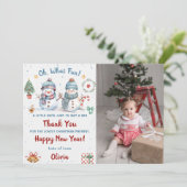 Oh, was Spaß Schnee Weihnachten Party Foto Vielen  Einladung (Stehend Vorderseite)