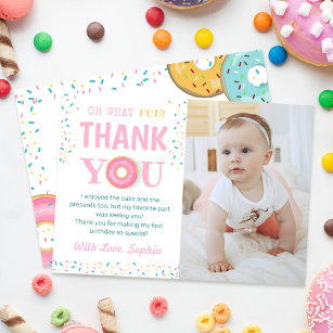 Oh, was Spaß Sweet Donuts Geburtstagsparty Foto Dankeskarte