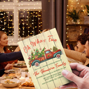 Oh, was Spaß Vintager Red Truck Weihnachtsbaum Par Einladung