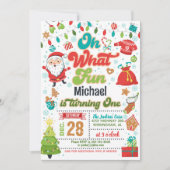 Oh, was Spaß Weihnachten 1. Geburtstag (Junge) Einladung (Vorderseite)