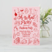 Oh, was Spaß Weihnachten Einladung Rosa und Rot (Stehend Vorderseite)