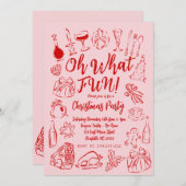 Oh, was Spaß Weihnachten Einladung Rosa und Rot (Vorne/Hinten)