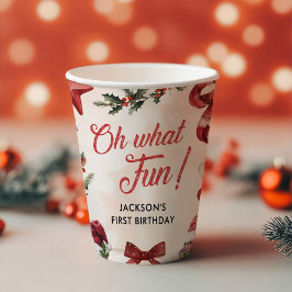 Oh, was Spaß Weihnachten erste Geburtstagsparty Pappbecher