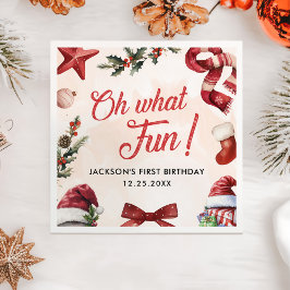 Oh, was Spaß Weihnachten erste Geburtstagsparty Serviette