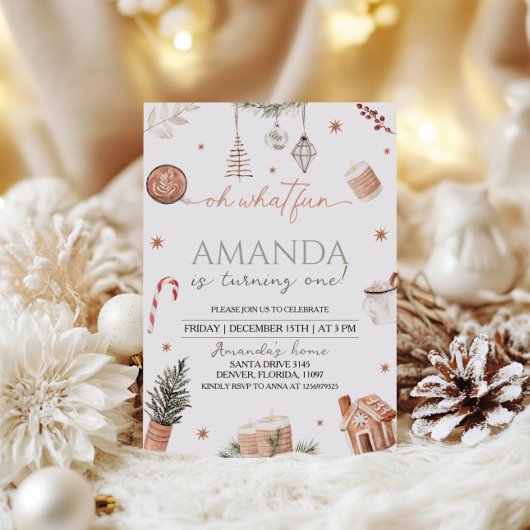 Oh, was Spaß Weihnachten ersten Geburtstag Einladung