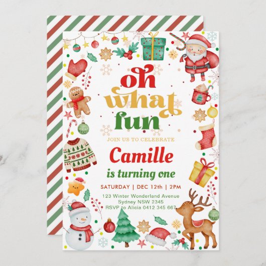 Oh, was Spaß Weihnachten Geburtstag Einladung (Vorne/Hinten)