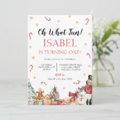 Oh, was Spaß Weihnachten Geburtstagsparty Einladung (Stehend Vorderseite)