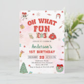 Oh, was Spaß Weihnachten Geburtstagsparty Einladung (Stehend Vorderseite)