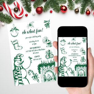 Oh, was Spaß Weihnachten, Hand gezeichnete Weihnac Einladung