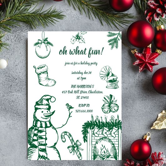 Oh, was Spaß Weihnachten, Hand gezeichnete Weihnac Einladung