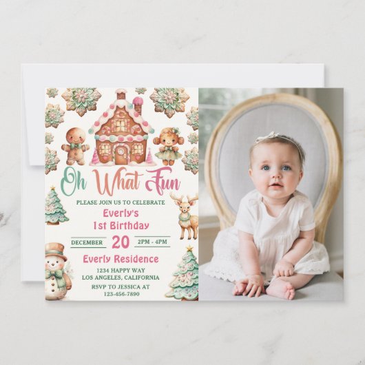 Oh, was Spaß Weihnachten Lebkuchen Kekse Geburtsta Einladung (Vorderseite)