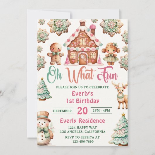 Oh, was Spaß Weihnachten Lebkuchen Kekse Geburtsta Einladung (Vorderseite)