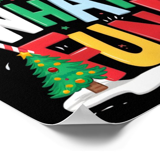 Oh, was Spaß Weihnachten mit Kranz und Baum Poster (Ecke)