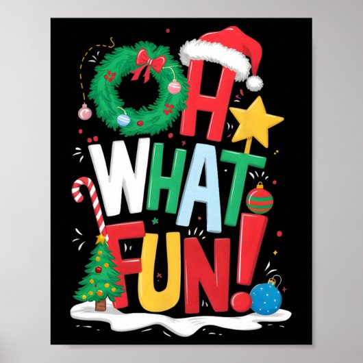 Oh, was Spaß Weihnachten mit Kranz und Baum Poster (Vorne)
