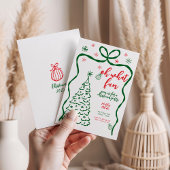 Oh, was Spaß Weihnachten Party Whimsical Red Green Einladung