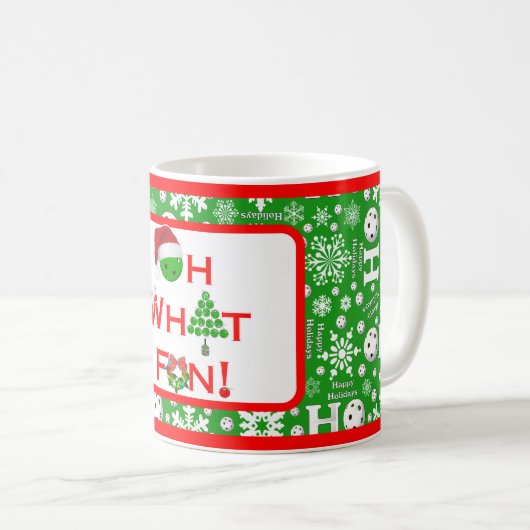 Oh, was Spaß Weihnachten Pickleball Green Ho Ho Ho Kaffeetasse (VorderseiteRechts)