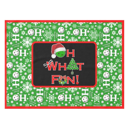 Oh, was Spaß Weihnachten Pickleball Green Ho Ho Ho Tischdecke (Vorderseite (Horizontal))