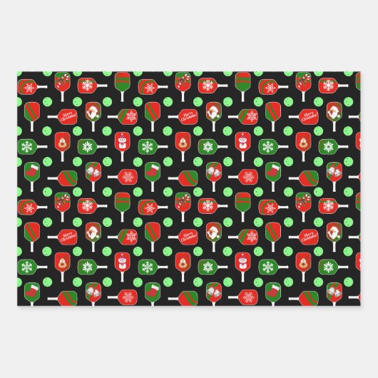 Oh, was Spaß Weihnachten Pickleball Grün und Rot Geschenkpapier Set (Vorderseite 3)