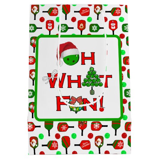 Oh, was Spaß Weihnachten Pickleball Grün und Weiß Mittlere Geschenktüte (Rückseite)