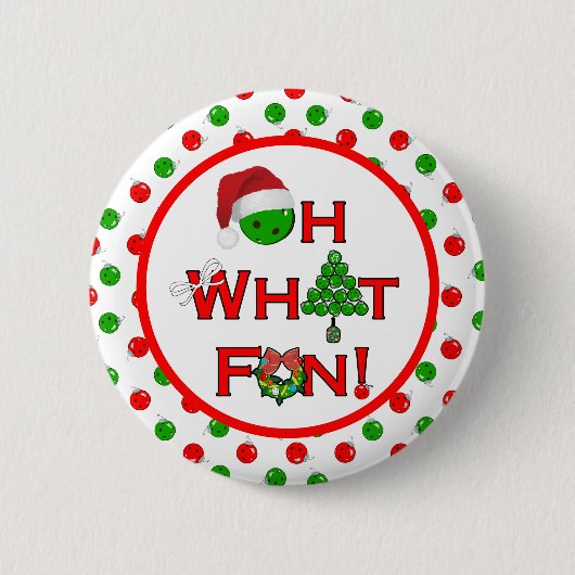 Oh, was Spaß Weihnachten Pickleball Party Green Ho Button (Vorderseite)