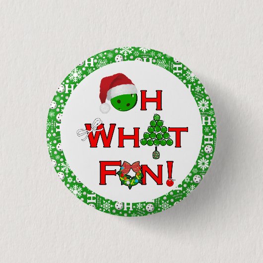 Oh, was Spaß Weihnachten Pickleball Party Green Ho Button (Vorderseite)