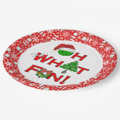 Oh, was Spaß Weihnachten Pickleball Party Red Whit Pappteller (Schrägansicht)