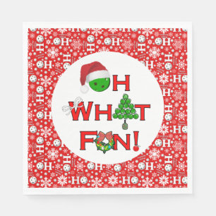 Oh, was Spaß Weihnachten Pickleball Party Red Whit Serviette