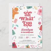 Oh, was Spaß Weihnachten Rosa Geburtstag Einladung (Vorderseite)